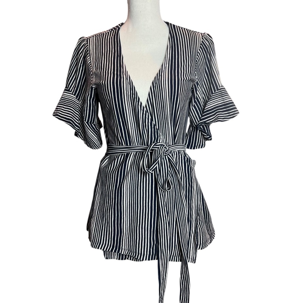 MWT Free People Wrapped Around My Finger Top Black Stripe Size L